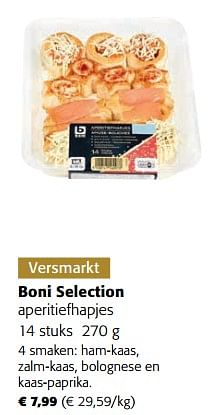 Promoties Boni selection aperitiefhapjes - Boni - Geldig van 30/11/2022 tot 13/12/2022 bij Colruyt