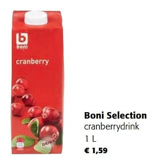 Promoties Boni selection cranberrydrink - Boni - Geldig van 30/11/2022 tot 13/12/2022 bij Colruyt