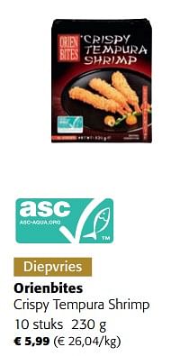 Promoties Orienbites crispy tempura shrimp - Orien Bites - Geldig van 30/11/2022 tot 13/12/2022 bij Colruyt