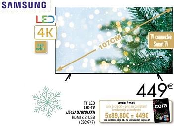 Promotions Samsung tv led led-tv ue43au7020kxxn - Samsung - Valide de 29/11/2022 à 24/12/2022 chez Cora