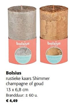 Promoties Bolsius rustieke kaars shimmer champagne of goud - Bolsius - Geldig van 30/11/2022 tot 13/12/2022 bij Colruyt