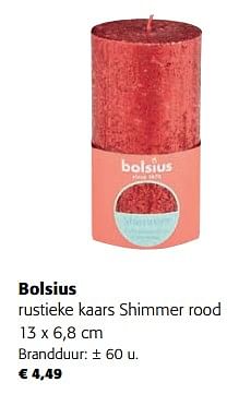 Promoties Bolsius rustieke kaars shimmer rood - Bolsius - Geldig van 30/11/2022 tot 13/12/2022 bij Colruyt