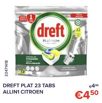 Promoties Dreft plat 23 tabs allin1 citroen - Dreft - Geldig van 01/12/2022 tot 31/12/2022 bij Euro Shop