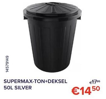 Promoties Supermax-ton+deksel silver - Huismerk - Euroshop - Geldig van 01/12/2022 tot 31/12/2022 bij Euro Shop