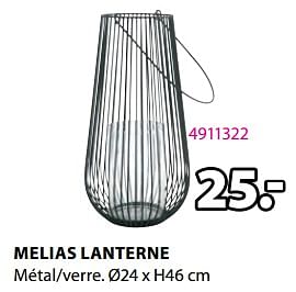 Promotions Melias lanterne - Produit Maison - Jysk - Valide de 28/11/2022 à 02/01/2023 chez Jysk