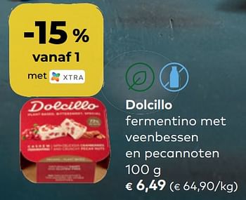 Promoties Dolcillo fermentino met veenbessen en pecannoten - Dolcillo - Geldig van 30/11/2022 tot 31/12/2022 bij Bioplanet