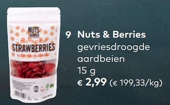 Promoties Nuts + berries gevriesdroogde aardbeien - Nuts & Berries - Geldig van 30/11/2022 tot 31/12/2022 bij Bioplanet