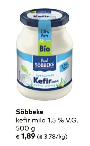 Promoties Söbbeke kefir mild - Sobbeke - Geldig van 30/11/2022 tot 31/12/2022 bij Bioplanet
