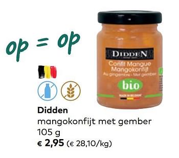 Promoties Didden mangokonfijt met gember - Didden - Geldig van 30/11/2022 tot 31/12/2022 bij Bioplanet