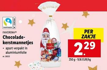 Promoties Chocoladekerstmannetjes - Favorina - Geldig van 12/12/2022 tot 17/12/2022 bij Lidl