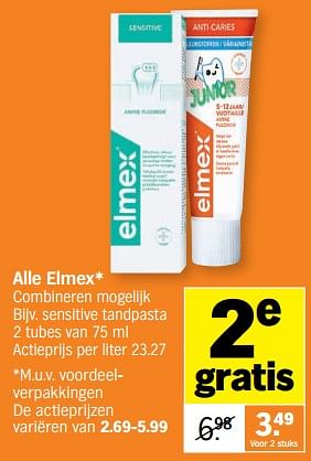 Promoties Sensitive tandpasta - Elmex - Geldig van 05/12/2022 tot 11/12/2022 bij Albert Heijn