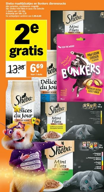 Promoties Sheba mini filets in saus mix selectie - Sheba - Geldig van 05/12/2022 tot 11/12/2022 bij Albert Heijn