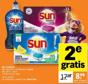 Promotions Sun vaatwas all-in 1 citrus - Sun - Valide de 05/12/2022 à 11/12/2022 chez Albert Heijn