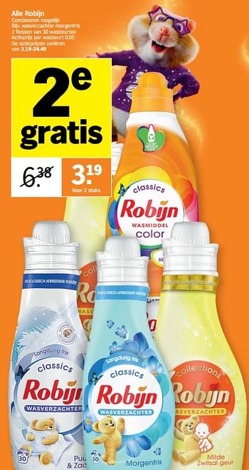 Promoties Wasverzachter morgenfris - Robijn - Geldig van 05/12/2022 tot 11/12/2022 bij Albert Heijn