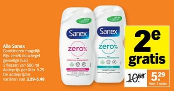 Promoties Zero% douchegel gevoelige huid - Sanex - Geldig van 05/12/2022 tot 11/12/2022 bij Albert Heijn