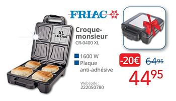 Promotions Friac croquemonsieur cr-0400 xl - Friac - Valide de 01/12/2022 à 31/12/2022 chez Eldi