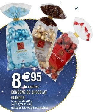 Promotions Bonbons de chocolat giandor - Frey - Valide de 14/11/2022 à 18/12/2022 chez Migros