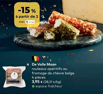 Promotions De volle maan rouleaux apéritifs au fromage de chèvre belg - De Volle Maan - Valide de 30/11/2022 à 31/12/2022 chez Bioplanet