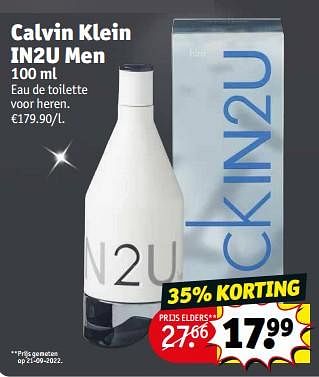 Promoties Calvin klein in2u men edt - Calvin Klein - Geldig van 06/12/2022 tot 11/12/2022 bij Kruidvat