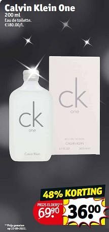 Promoties Calvin klein one edt - Calvin Klein - Geldig van 06/12/2022 tot 11/12/2022 bij Kruidvat