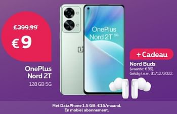 Promoties Oneplus nord 2t 128gb 5g - OnePlus - Geldig van 01/12/2022 tot 31/12/2022 bij Proximus