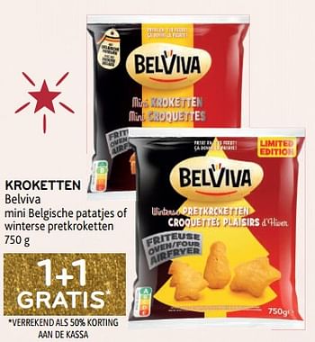 Promoties Kroketten belviva 1+1 gratis - Belviva - Geldig van 14/12/2022 tot 03/01/2023 bij Alvo