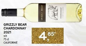 Promoties Grizzly bear chardonnay 2021 wit - Witte wijnen - Geldig van 14/12/2022 tot 03/01/2023 bij Alvo