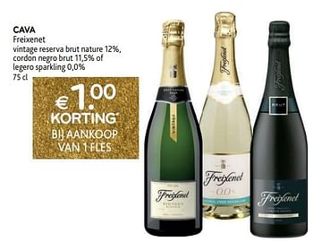 Promoties Cava freixenet € 1.00 korting bij aankoop van 1 fles - Schuimwijnen - Geldig van 14/12/2022 tot 03/01/2023 bij Alvo