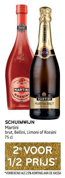 Promoties Schuimwijn martini 2e voor 1-2 prijs - Martini - Geldig van 14/12/2022 tot 03/01/2023 bij Alvo