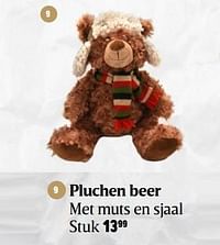 Pluchen beer met muts en sjaal-Huismerk - Delhaize