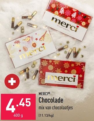 Promoties Chocolade - MERCI - Geldig van 16/12/2022 tot 23/12/2022 bij Aldi