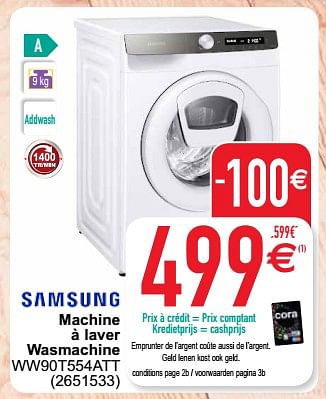 Promotions Samsung machine à laver wasmachine ww90t554att - Samsung - Valide de 06/12/2022 à 19/12/2022 chez Cora