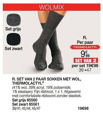 Promoties Set van 2 paar sokken met wol thermolactyl - Huismerk - Damart - Geldig van 01/12/2022 tot 31/12/2022 bij Damart