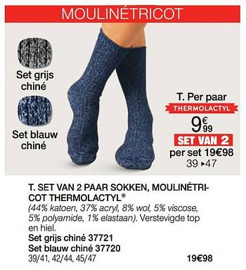 Promoties Set van 2 paar sokken moulinétricot thermolactyl - Huismerk - Damart - Geldig van 01/12/2022 tot 31/12/2022 bij Damart