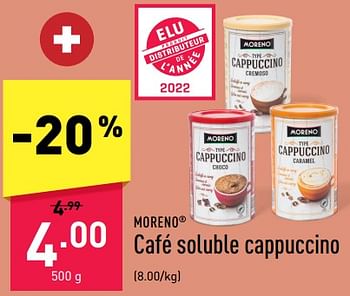 Promotions Café soluble cappuccino - Moreno - Valide de 17/12/2022 à 23/12/2022 chez Aldi