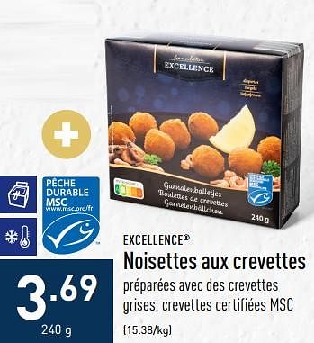 Promotions Noisettes aux crevettes - Excellence - Valide de 12/12/2022 à 23/12/2022 chez Aldi