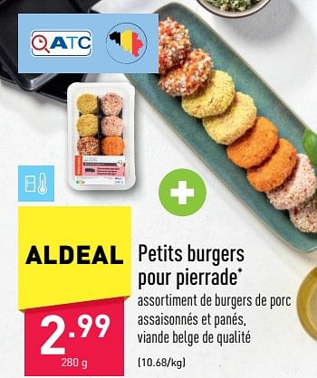 Promotions Petits burgers pour pierrade - Produit maison - Aldi - Valide de 12/12/2022 à 17/12/2022 chez Aldi