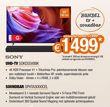 Promoties Sony uhd-tv sokd55x89k - Sony - Geldig van 02/12/2022 tot 31/12/2022 bij Expert