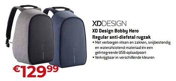 Promoties Xd design bobby hero regular anti-diefstal rugzak - XD Design - Geldig van 02/12/2022 tot 31/12/2022 bij Expert