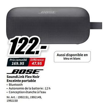 Promotions Bose soundlink flex noir enceinte portable - Bose - Valide de 12/12/2022 à 18/12/2022 chez Media Markt