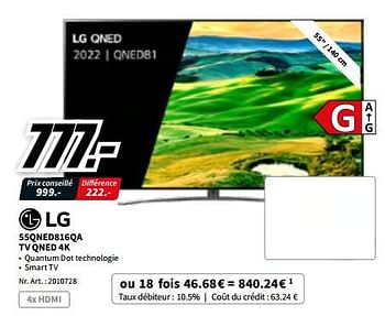 Promotions Lg 55qned816qa tv qned 4k - LG - Valide de 12/12/2022 à 18/12/2022 chez Media Markt