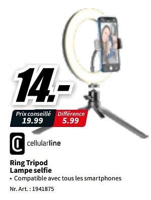 Promotions Ring tripod lampe selfie - Cellularline - Valide de 12/12/2022 à 18/12/2022 chez Media Markt