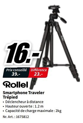 Promotions Smartphone traveler trépied - Rollei - Valide de 12/12/2022 à 18/12/2022 chez Media Markt