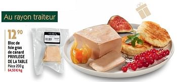 Promotions Bloc de foie gras de canard privilege de la table - Privilège de la Table - Valide de 07/12/2022 à 31/12/2022 chez Match