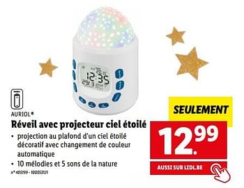 Promotions Auriol réveil avec projecteur ciel étoilé - Auriol - Valide de 12/12/2022 à 17/12/2022 chez Lidl