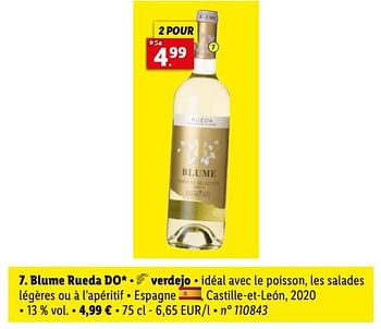 Promoties Blume rueda do - Witte wijnen - Geldig van 12/12/2022 tot 17/12/2022 bij Lidl