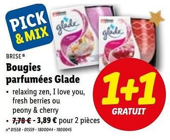 Promotions Bougies parfumées glade - Glade by Brise - Valide de 12/12/2022 à 17/12/2022 chez Lidl