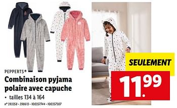 Promotions Combinaison pyjama polaire avec capuche - Pepperts - Valide de 12/12/2022 à 17/12/2022 chez Lidl