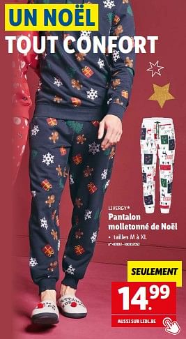 Promotions Pantalon molletonné de noël - Livergy - Valide de 12/12/2022 à 17/12/2022 chez Lidl
