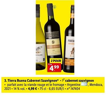 Promotions Tierra buena cabernet sauvignon - Vins rouges - Valide de 12/12/2022 à 17/12/2022 chez Lidl